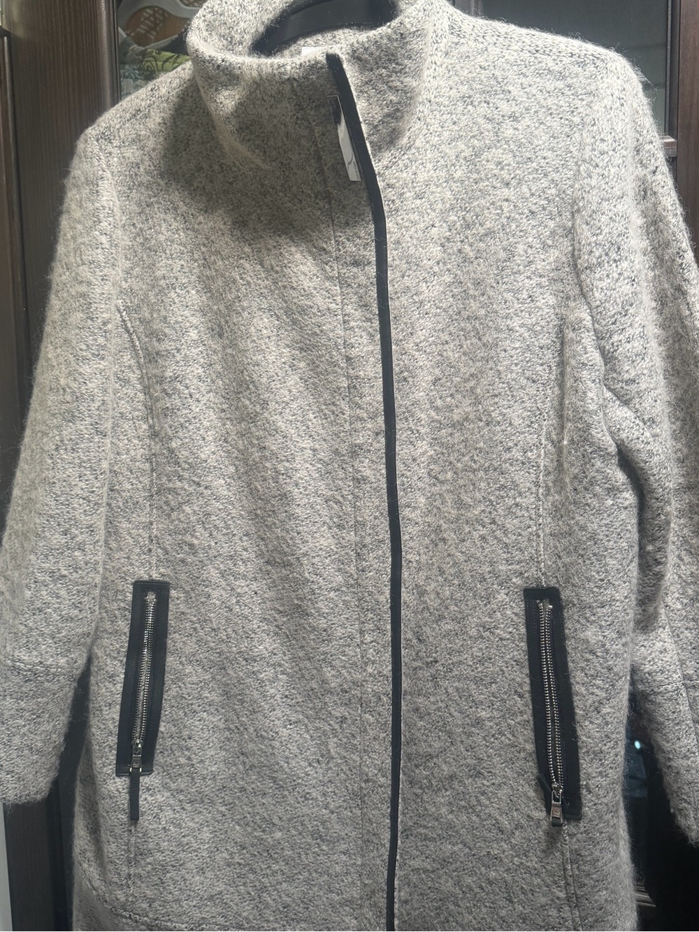 Calvin Klein Wool Grey Zip-Front Coat